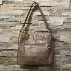 Brighton Cher Col Shoulder Bag | Beachwood Taupe Patent Leather $330